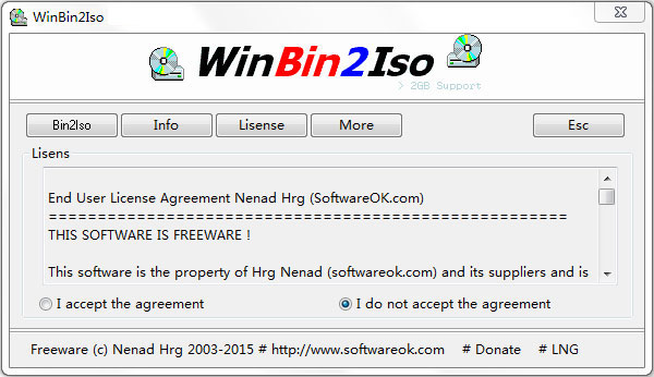 bin转ISO(WinBin2Iso) V2.91 英文绿色版
